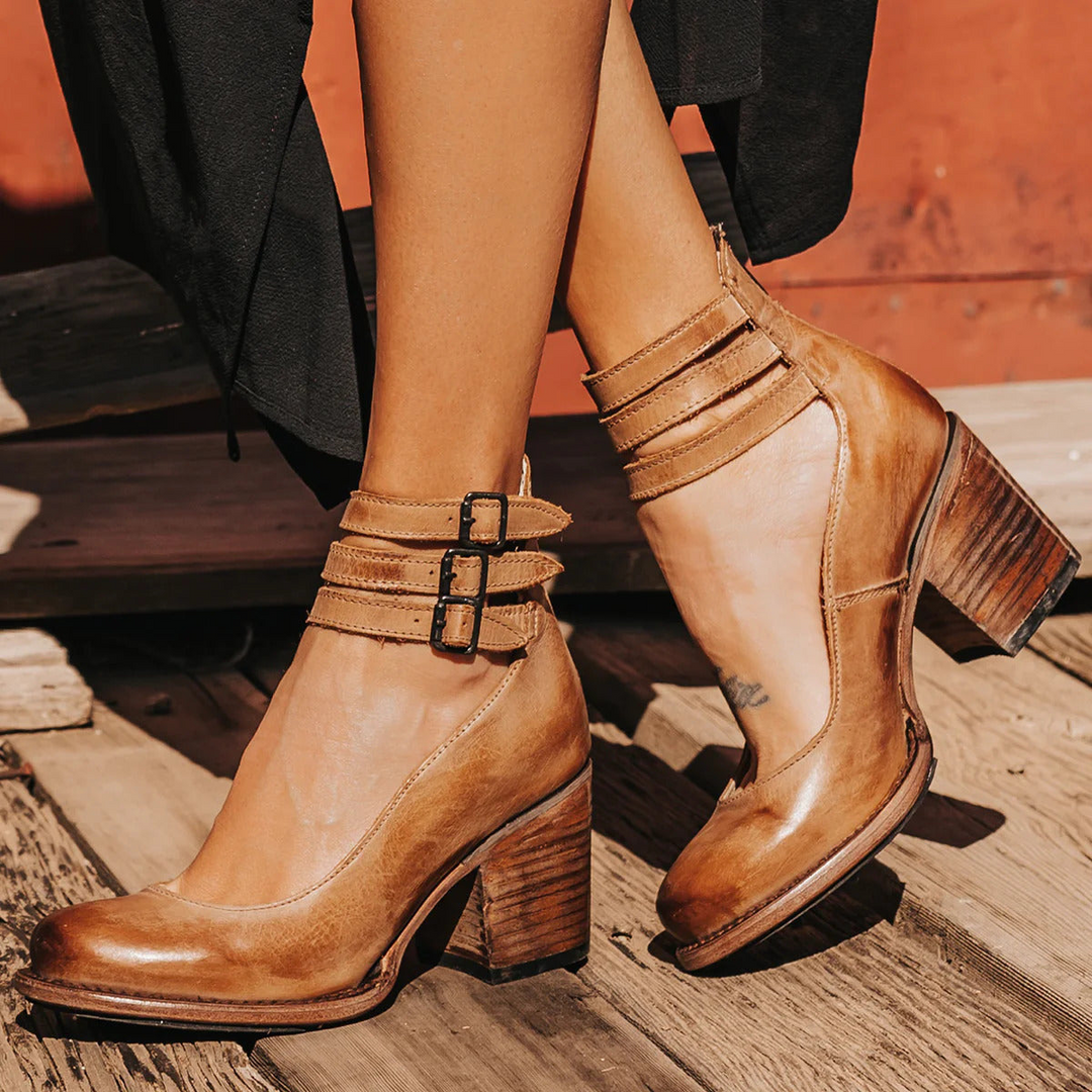 Ellie | Refined Cut-Out Block Heel Ankle Boots