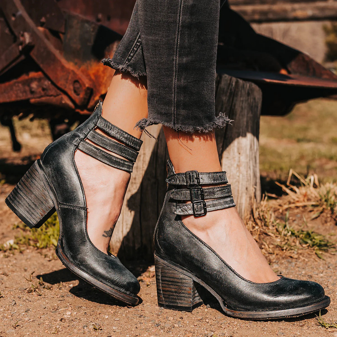Ellie | Refined Cut-Out Block Heel Ankle Boots