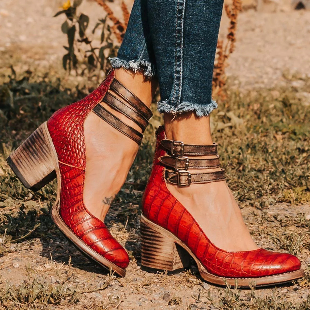 Ellie | Refined Cut-Out Block Heel Ankle Boots