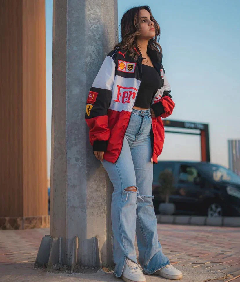 Elliot | Vintage Racing Mens Bomber Jacket with Patches