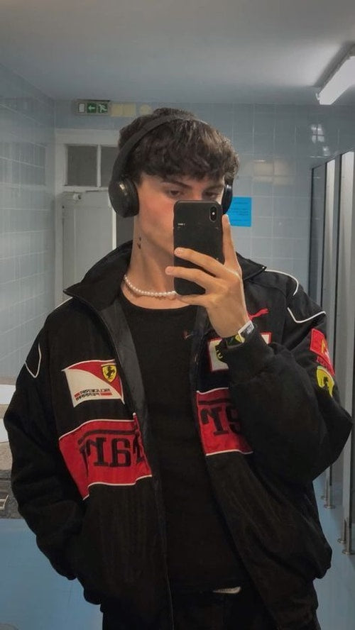 Elliot | Vintage Racing Mens Bomber Jacket with Patches