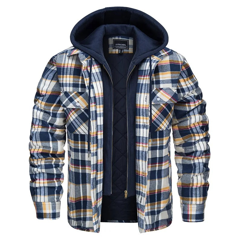 Ellis | Classic Checked Zip Up Mens Hoodie
