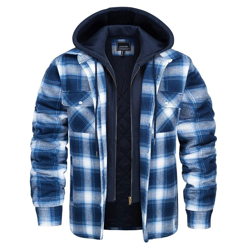 Ellis | Classic Checked Zip Up Mens Hoodie