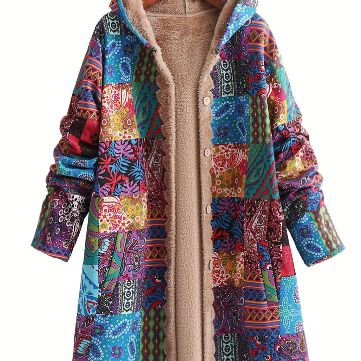 Elodie | Relaxed Patchwork Hooded Longline Quilted Jacket