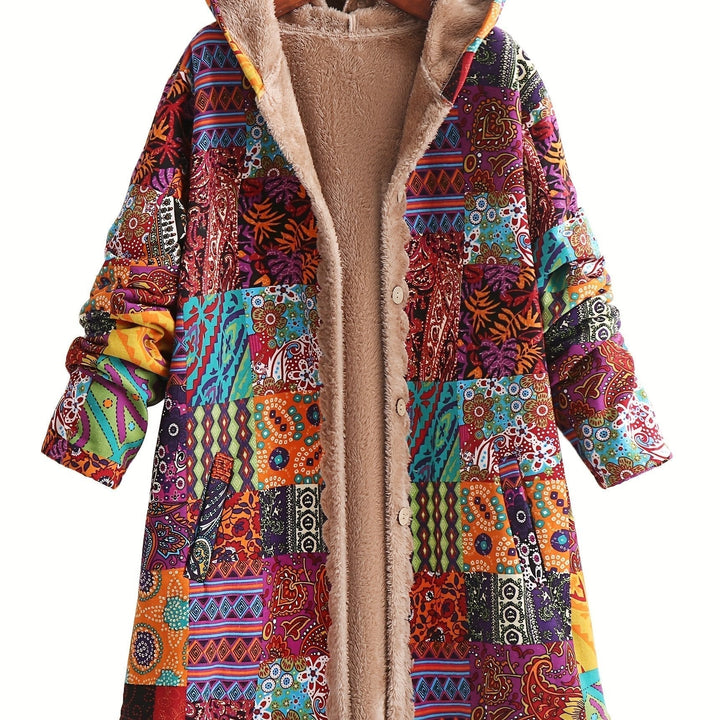 Elodie | Relaxed Patchwork Hooded Longline Quilted Jacket