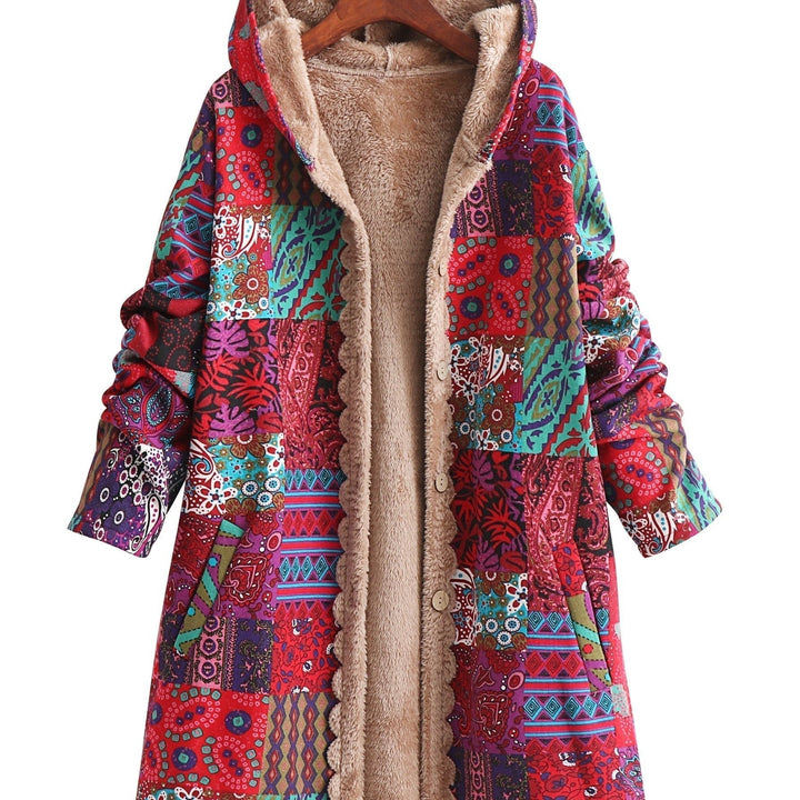 Elodie | Relaxed Patchwork Hooded Longline Quilted Jacket