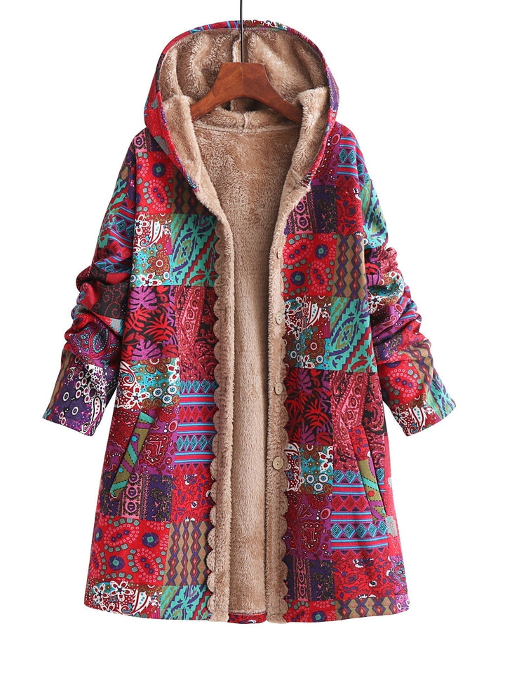 Elodie | Relaxed Patchwork Hooded Longline Quilted Jacket