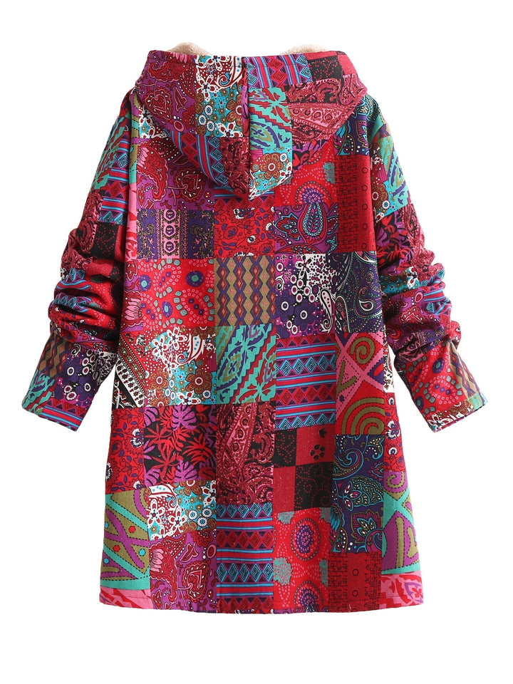 Elodie | Relaxed Patchwork Hooded Longline Quilted Jacket