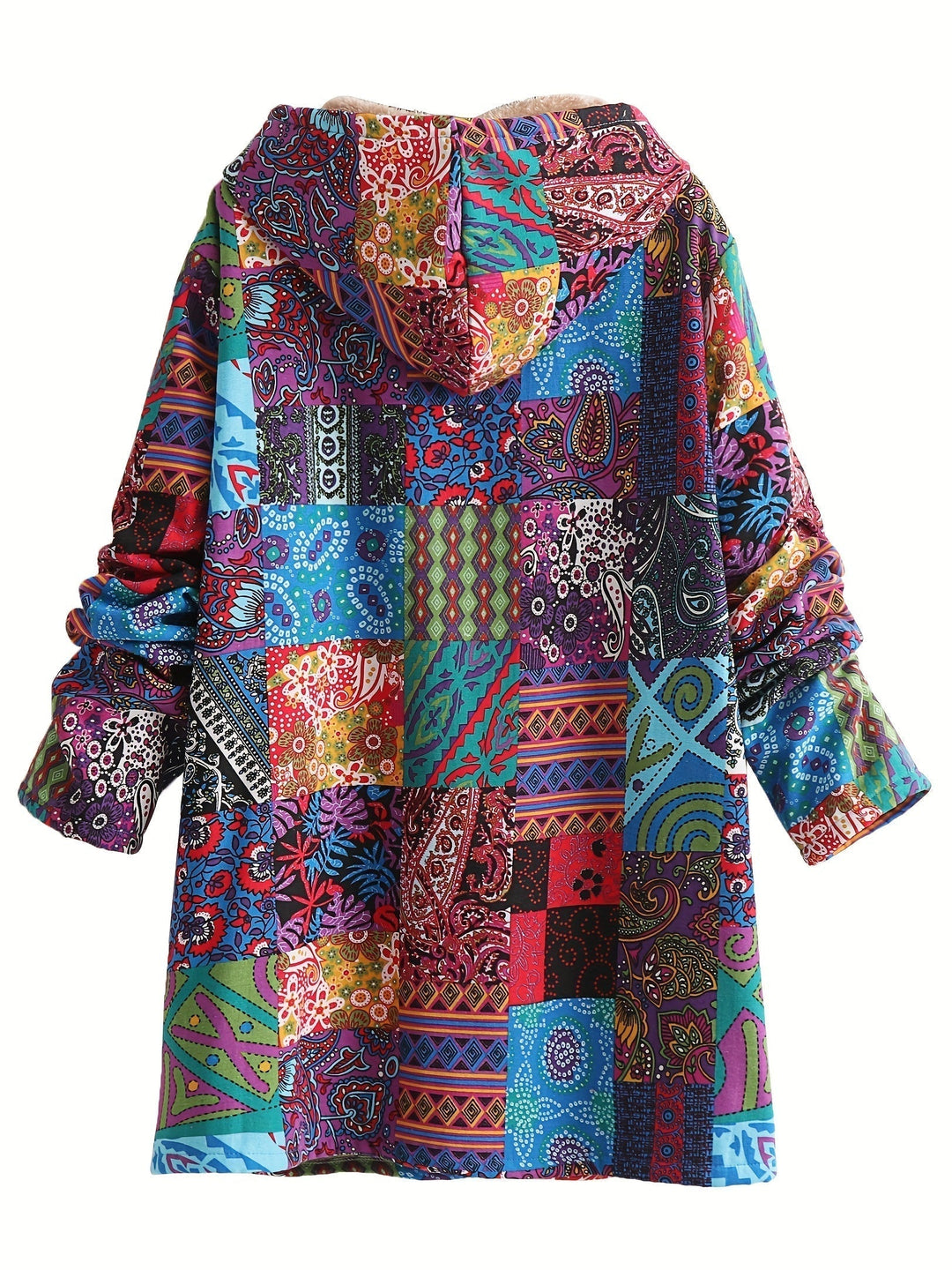 Elodie | Relaxed Patchwork Hooded Longline Quilted Jacket