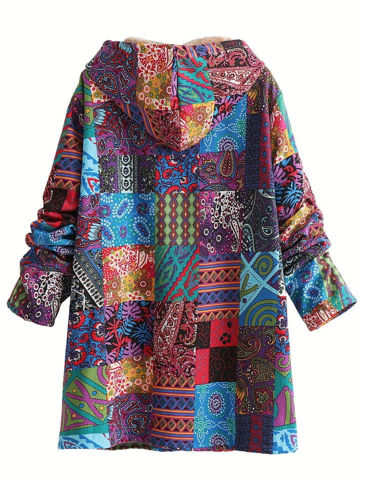 Elodie | Relaxed Patchwork Hooded Longline Quilted Jacket