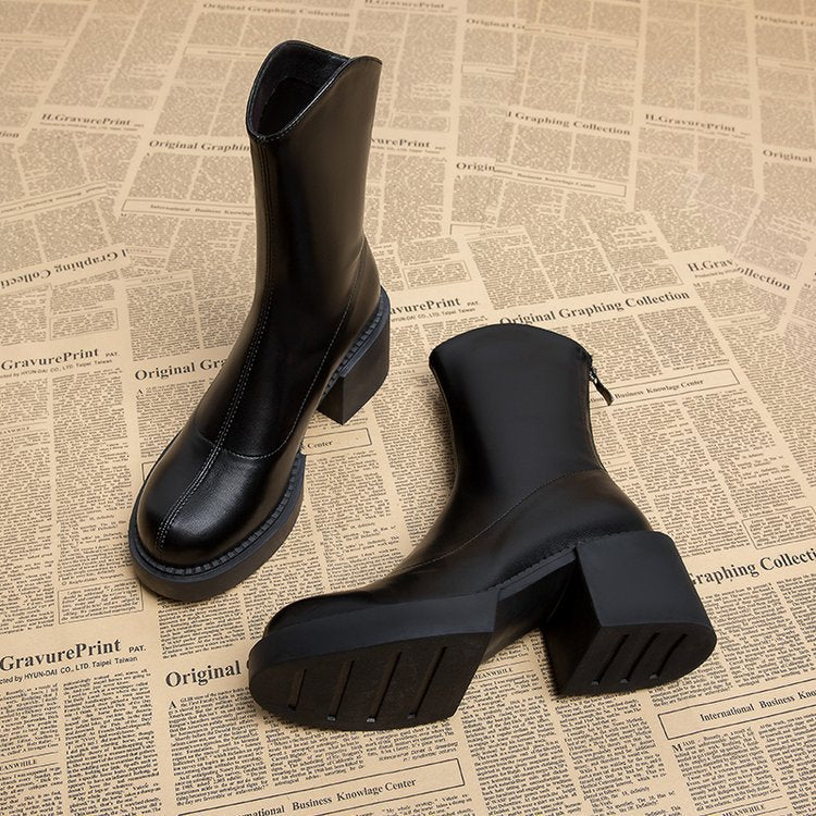 Elodie | Sophisticated Chunky Block Heel Platform Ankle Boots
