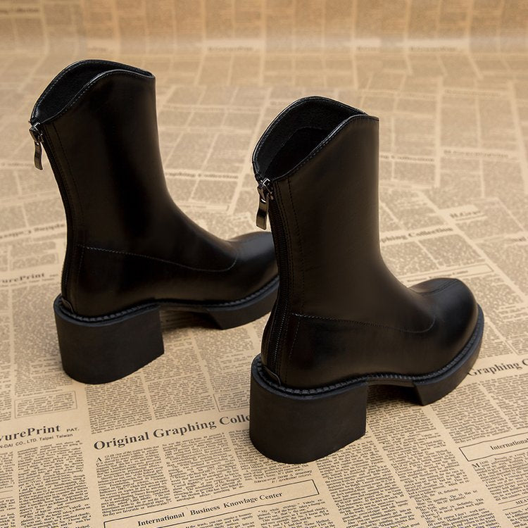 Elodie | Sophisticated Chunky Block Heel Platform Ankle Boots