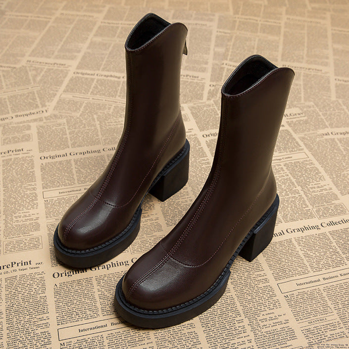 Elodie | Sophisticated Chunky Block Heel Platform Ankle Boots