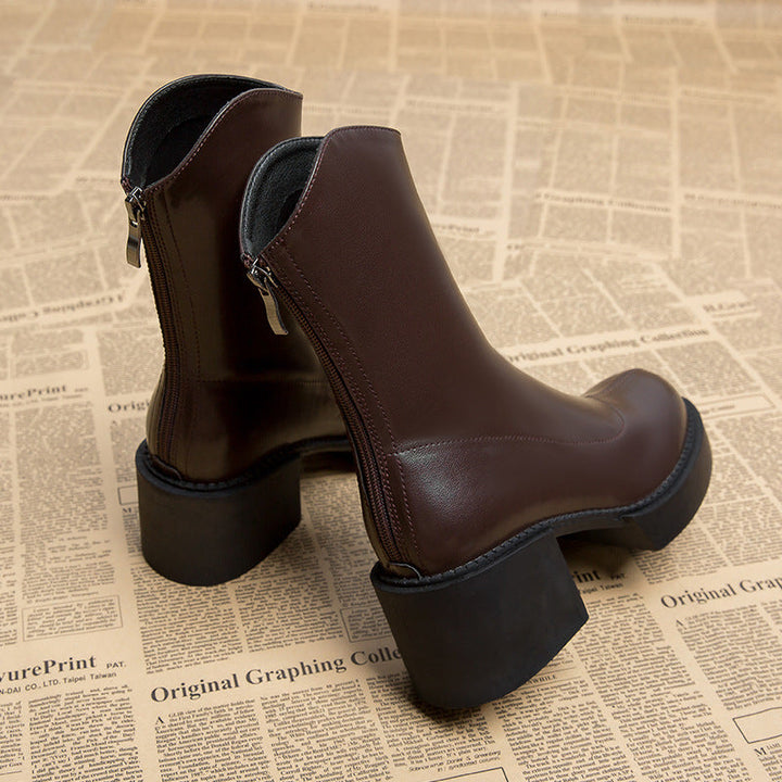Elodie | Sophisticated Chunky Block Heel Platform Ankle Boots