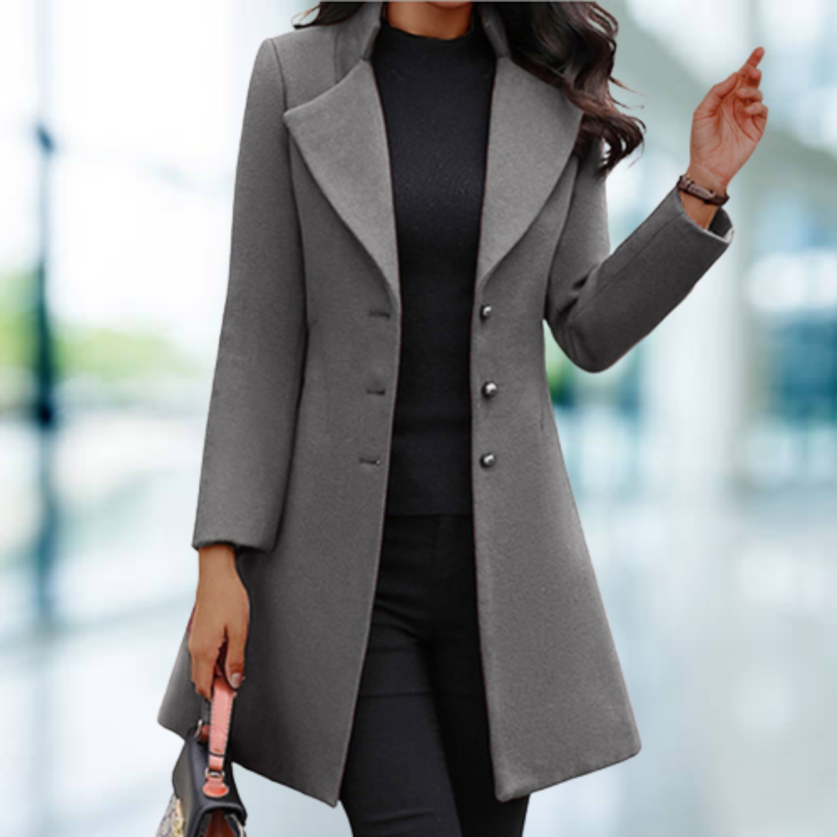 Elsie | Effortless Longline Plus Size Coat with Button Front