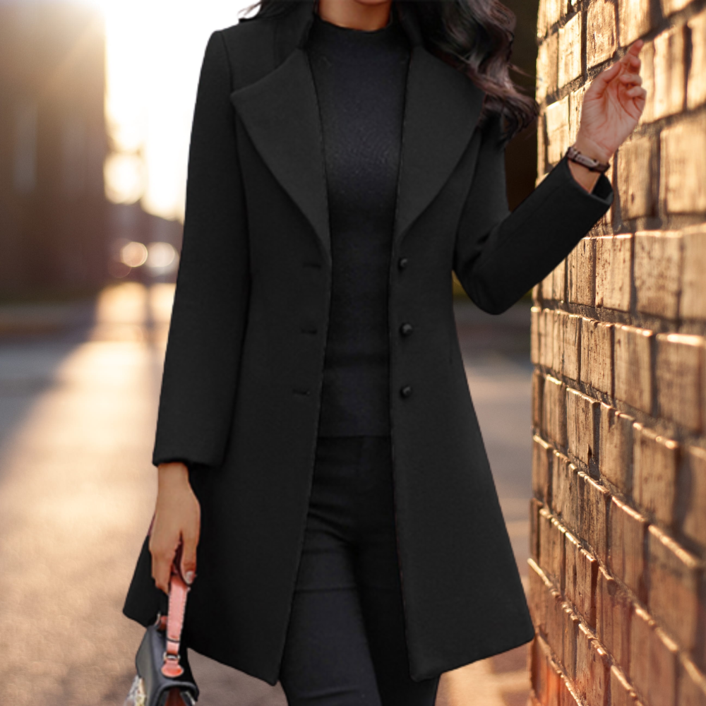 Elsie | Effortless Longline Plus Size Coat with Button Front