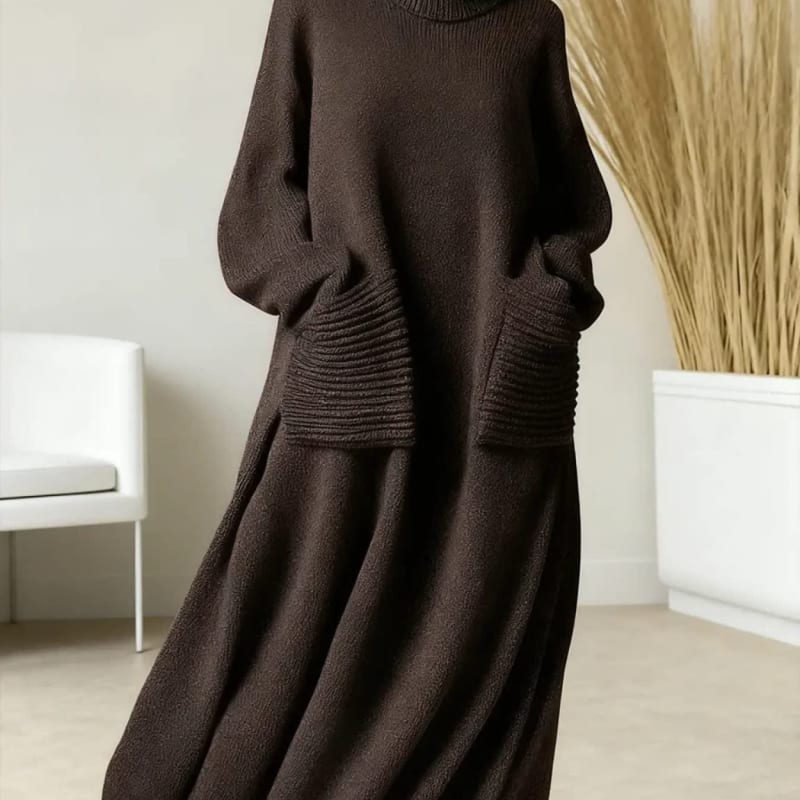 Elsie | Effortless Oversized Turtleneck Knit Winter Dress