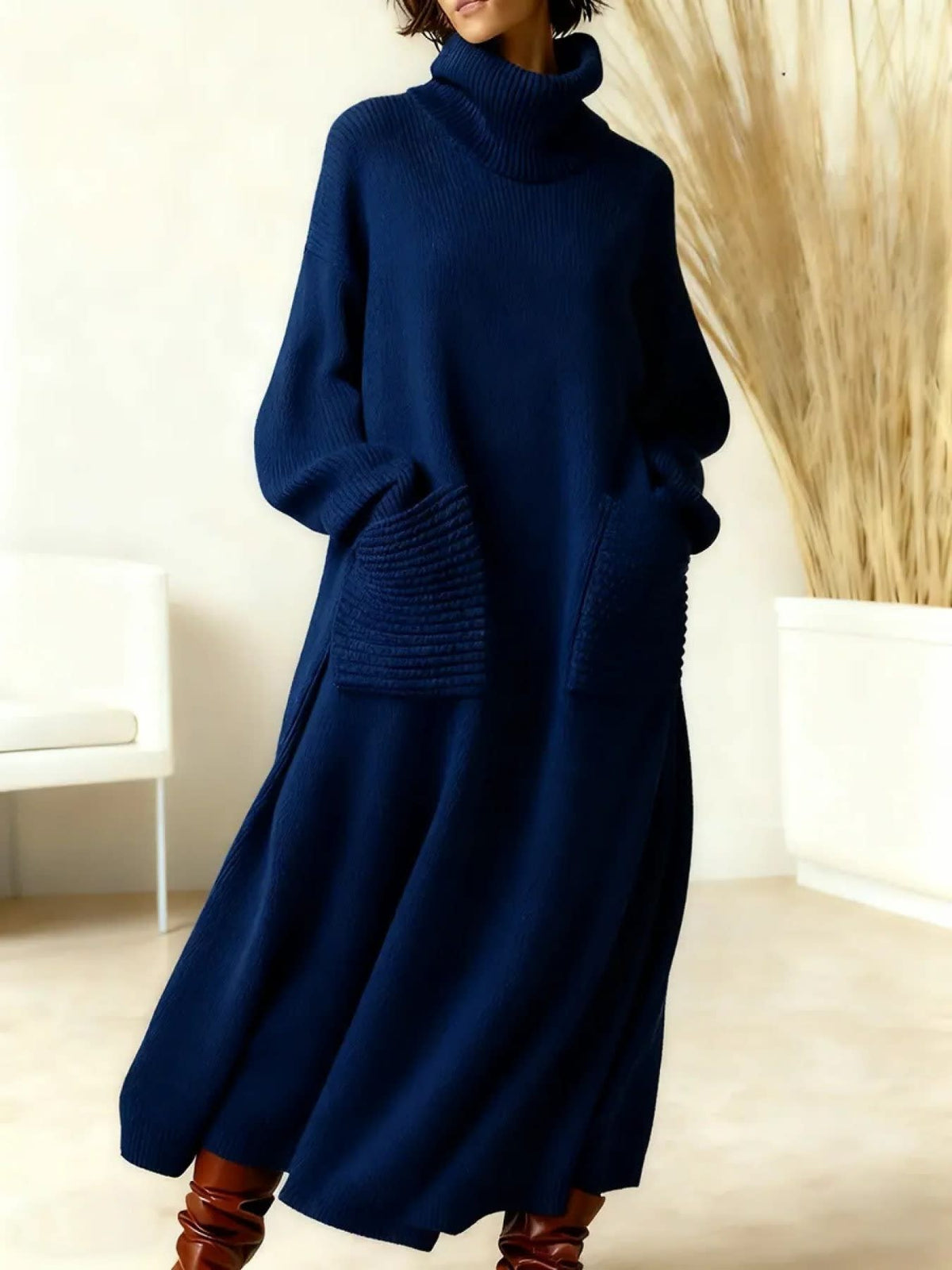 Elsie | Effortless Oversized Turtleneck Knit Winter Dress