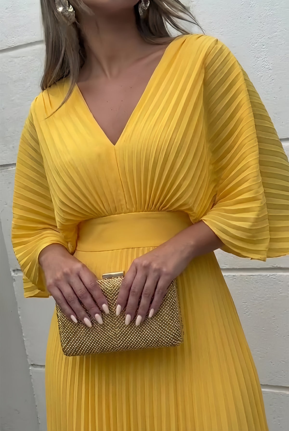 Elsie | Stylish Pleated Autumn Wedding Guest Maxi Dress