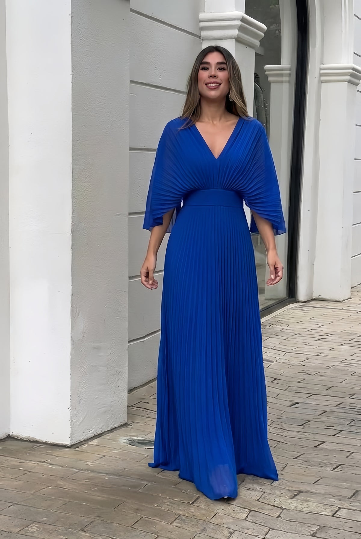 Elsie | Stylish Pleated Autumn Wedding Guest Maxi Dress