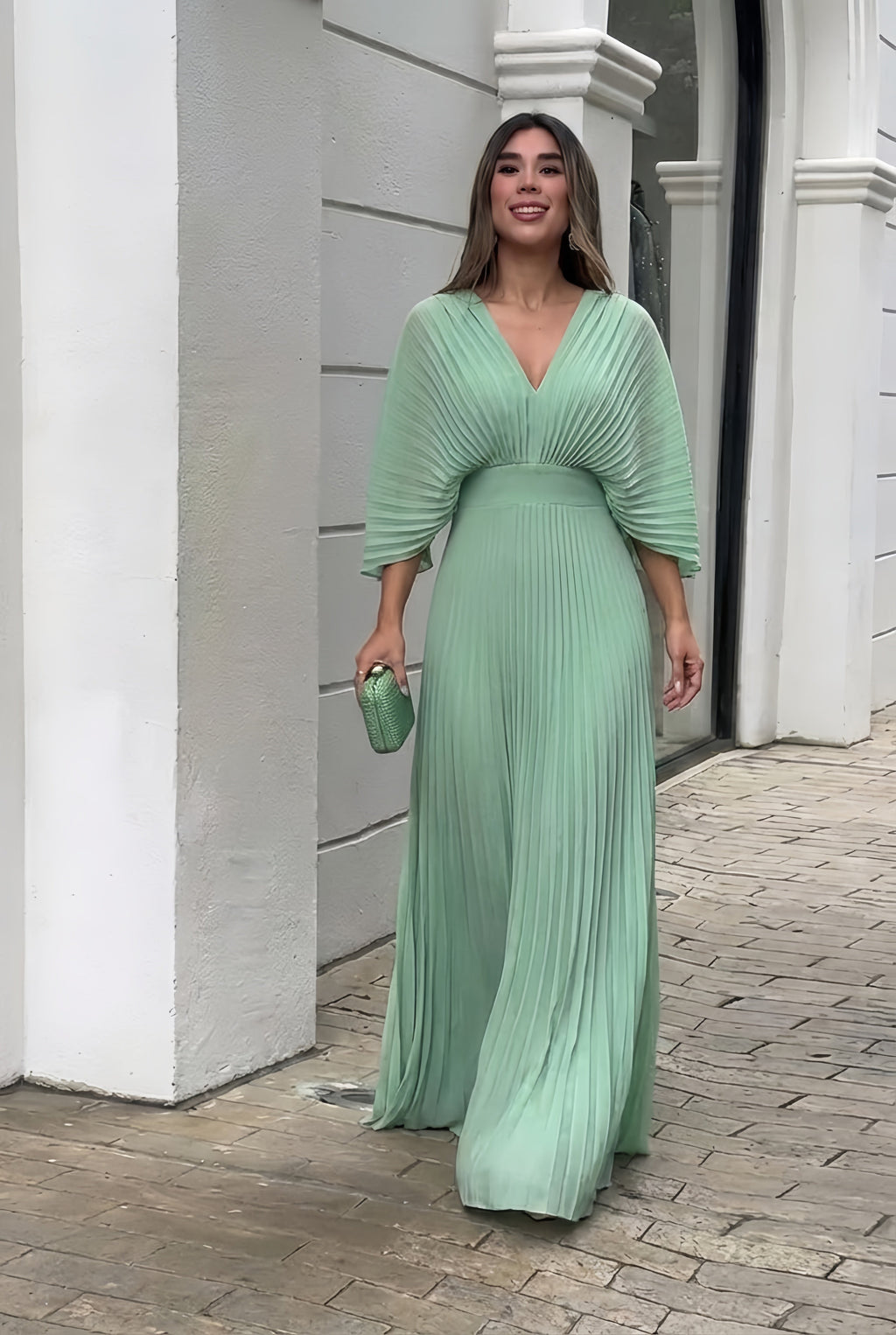 Elsie | Stylish Pleated Autumn Wedding Guest Maxi Dress