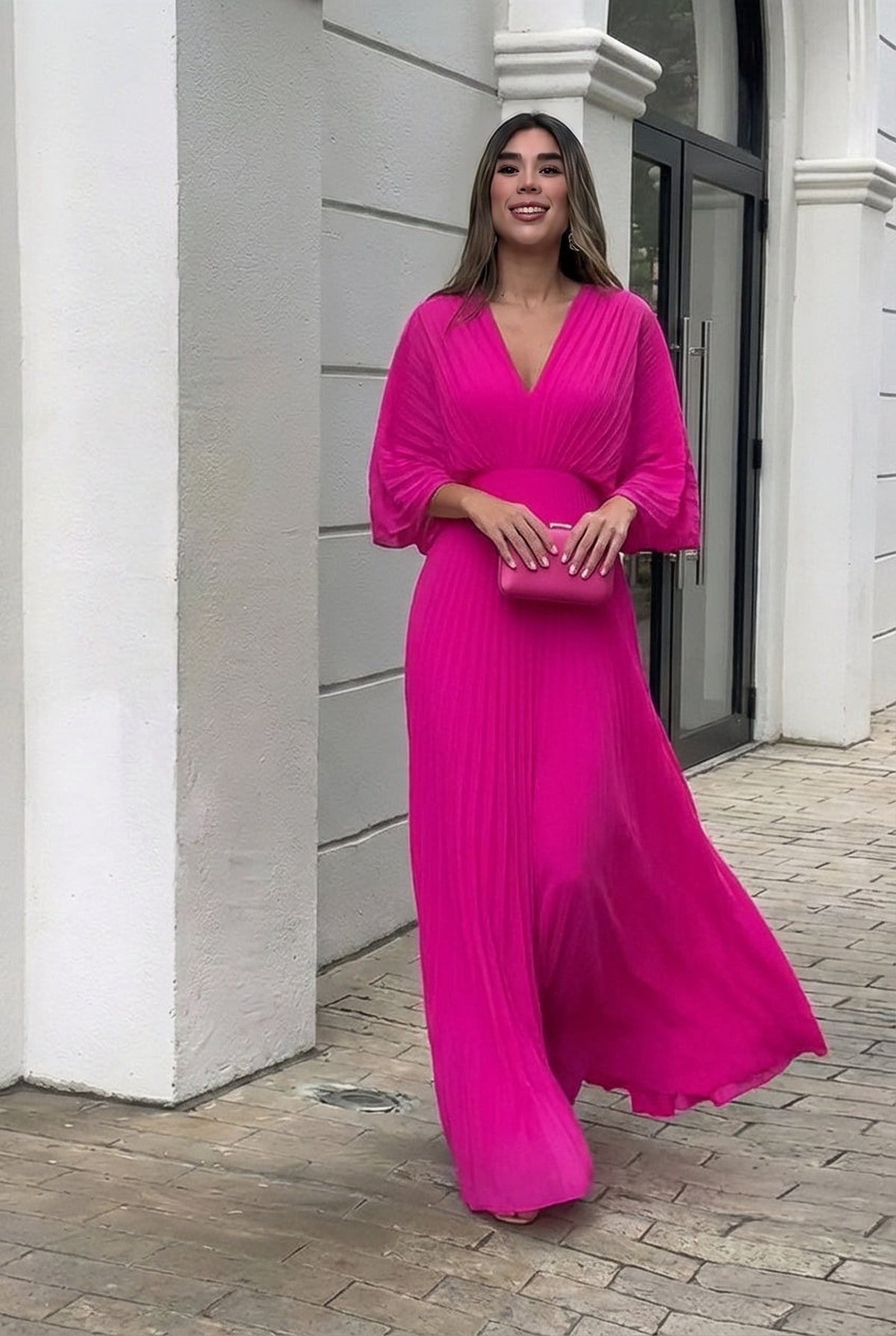 Elsie | Stylish Pleated Autumn Wedding Guest Maxi Dress