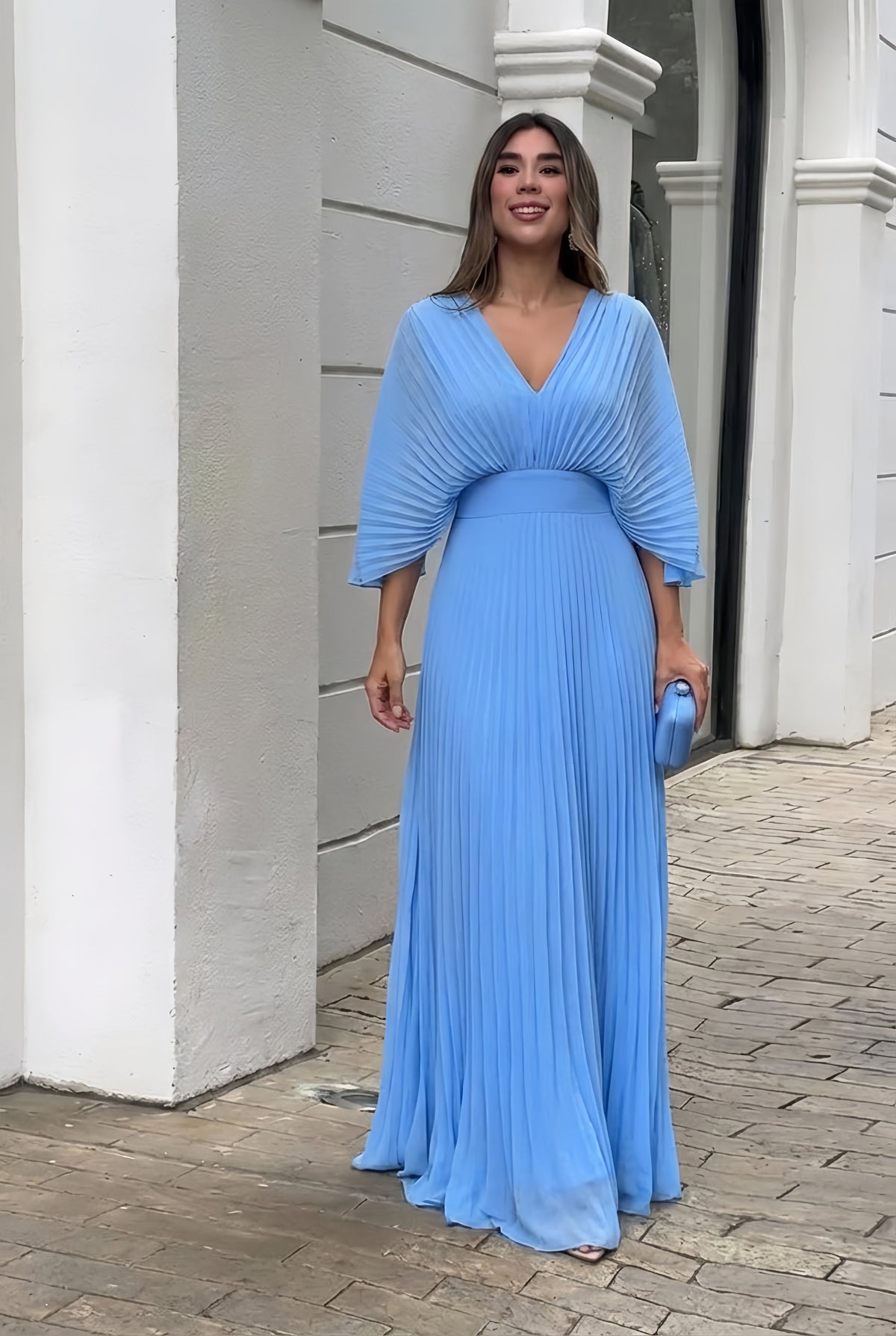 Elsie | Stylish Pleated Autumn Wedding Guest Maxi Dress