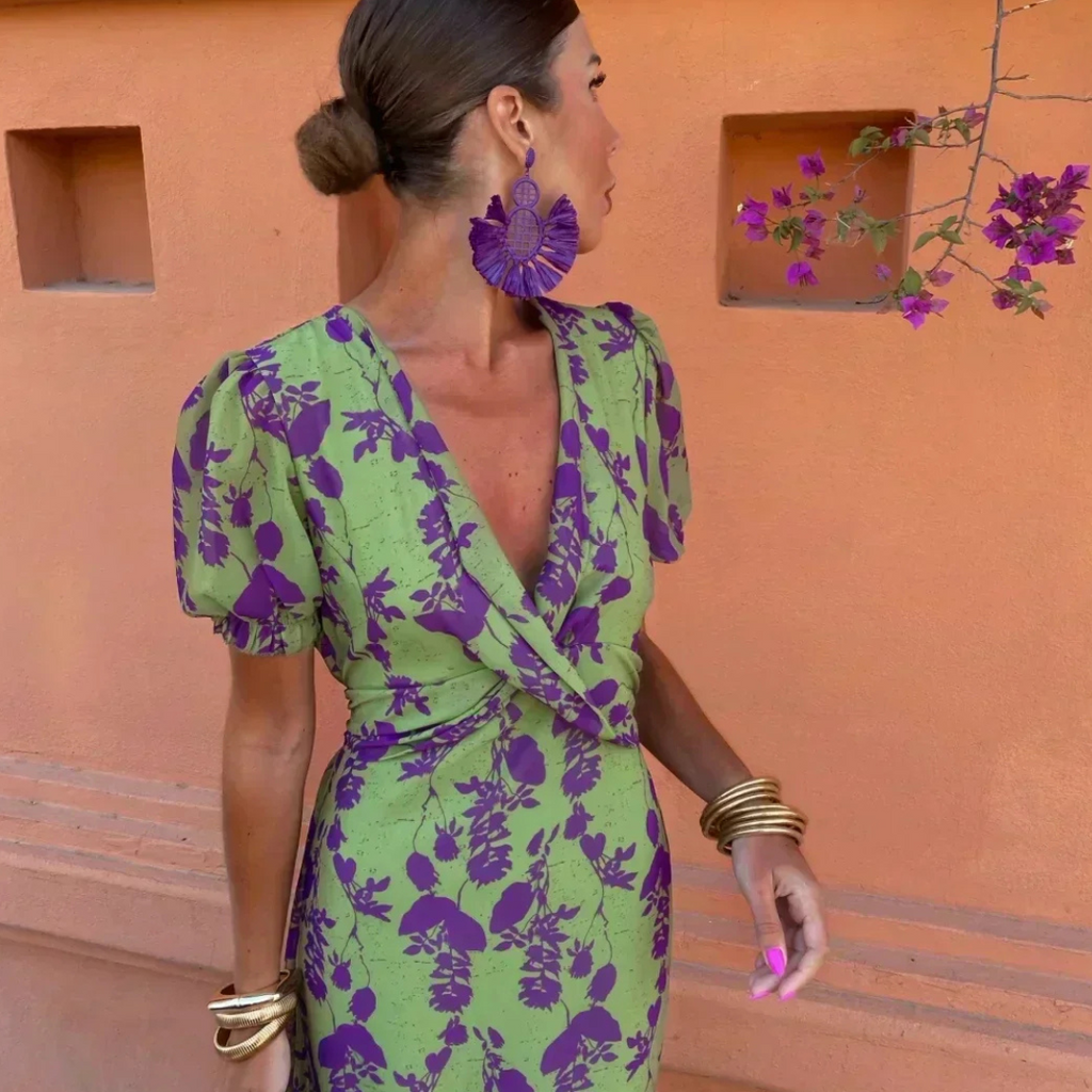 Elsie | Timeless Floral Wrap Autumn Wedding Guest Dress