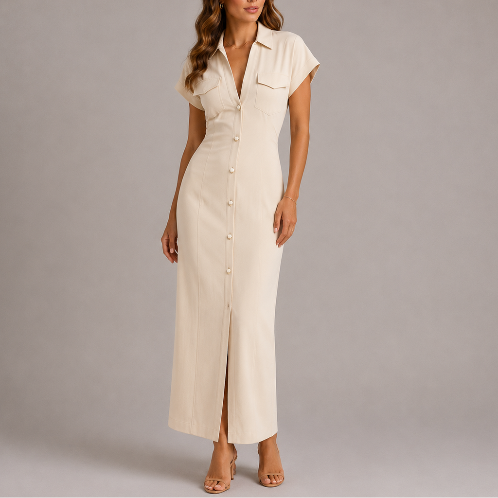 Emilia | Refined Button Front Blazer Dress with Collar
