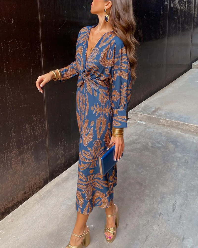 Emily | Elegant Belted Maxi Autumn Wedding Guest Dress