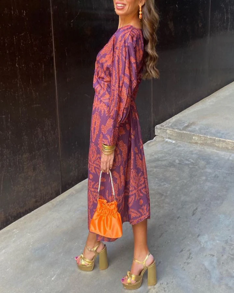 Emily | Elegant Belted Maxi Autumn Wedding Guest Dress