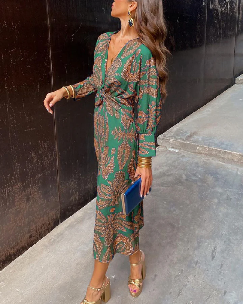 Emily | Elegant Belted Maxi Autumn Wedding Guest Dress
