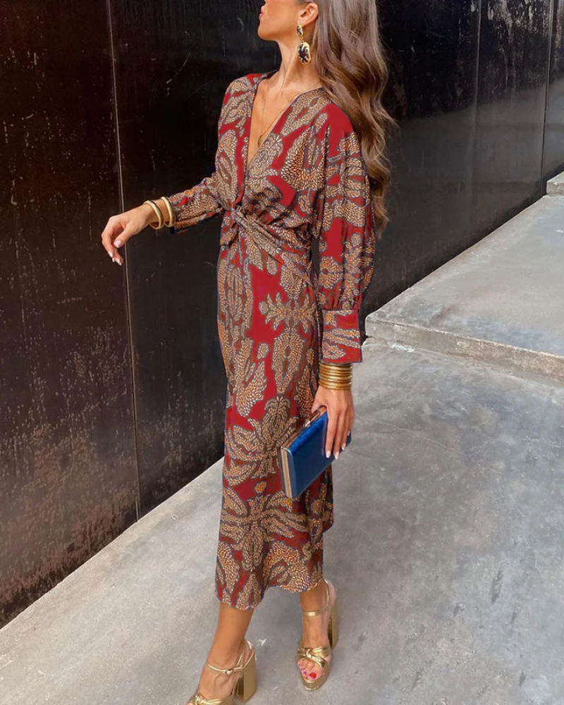 Emily | Elegant Belted Maxi Autumn Wedding Guest Dress
