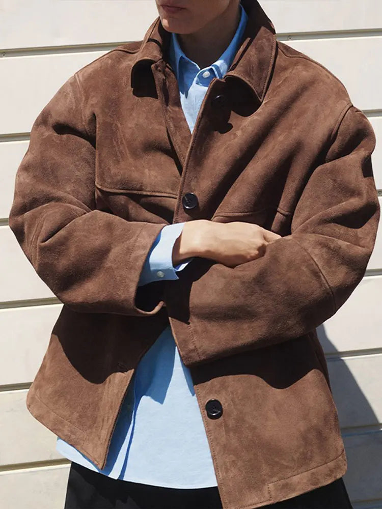 Emily | Refined Retro Button-Front Longline Leather Jacket