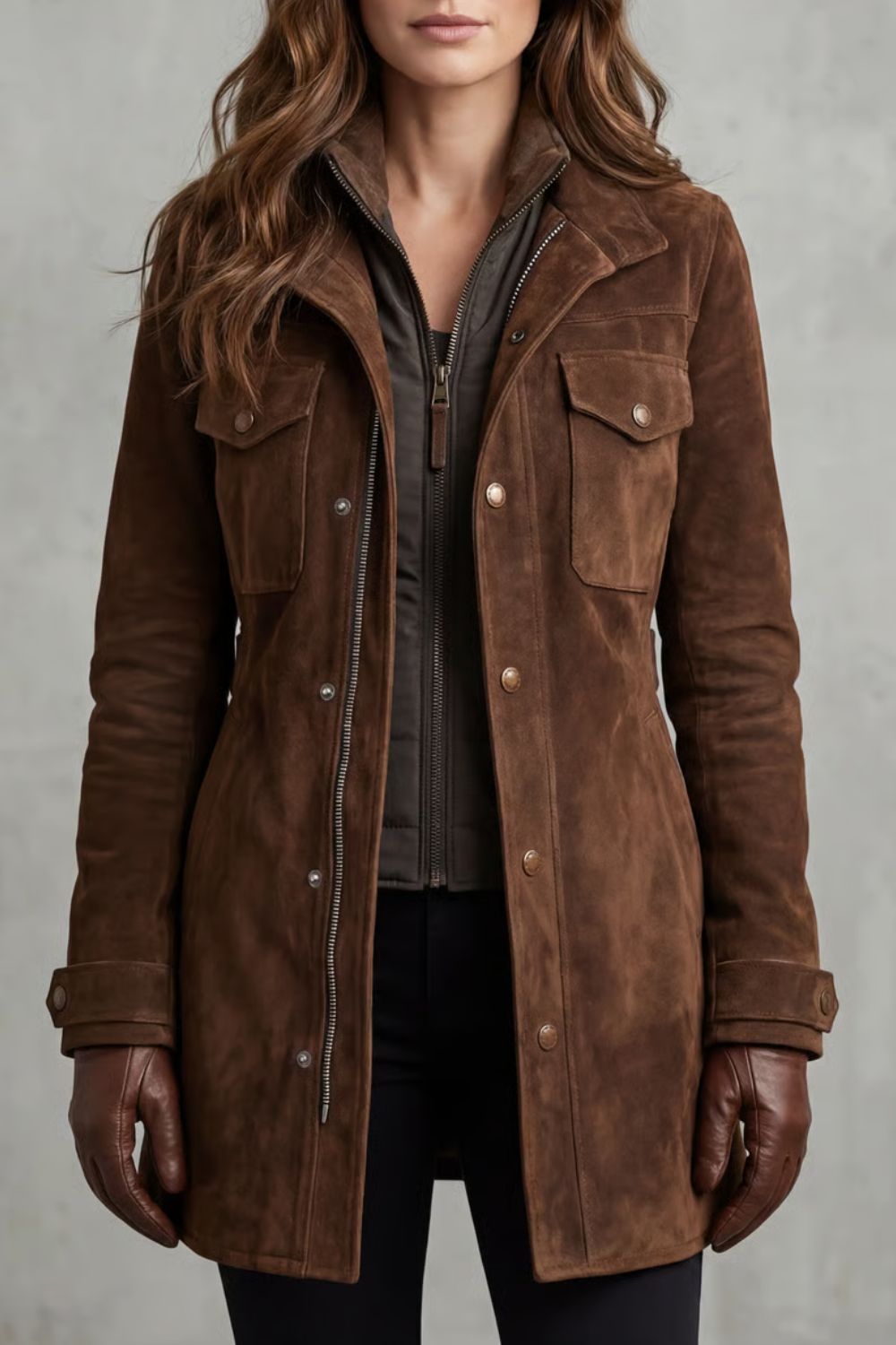 Emily | Timeless Tailored Longline Suede-Effect Coat