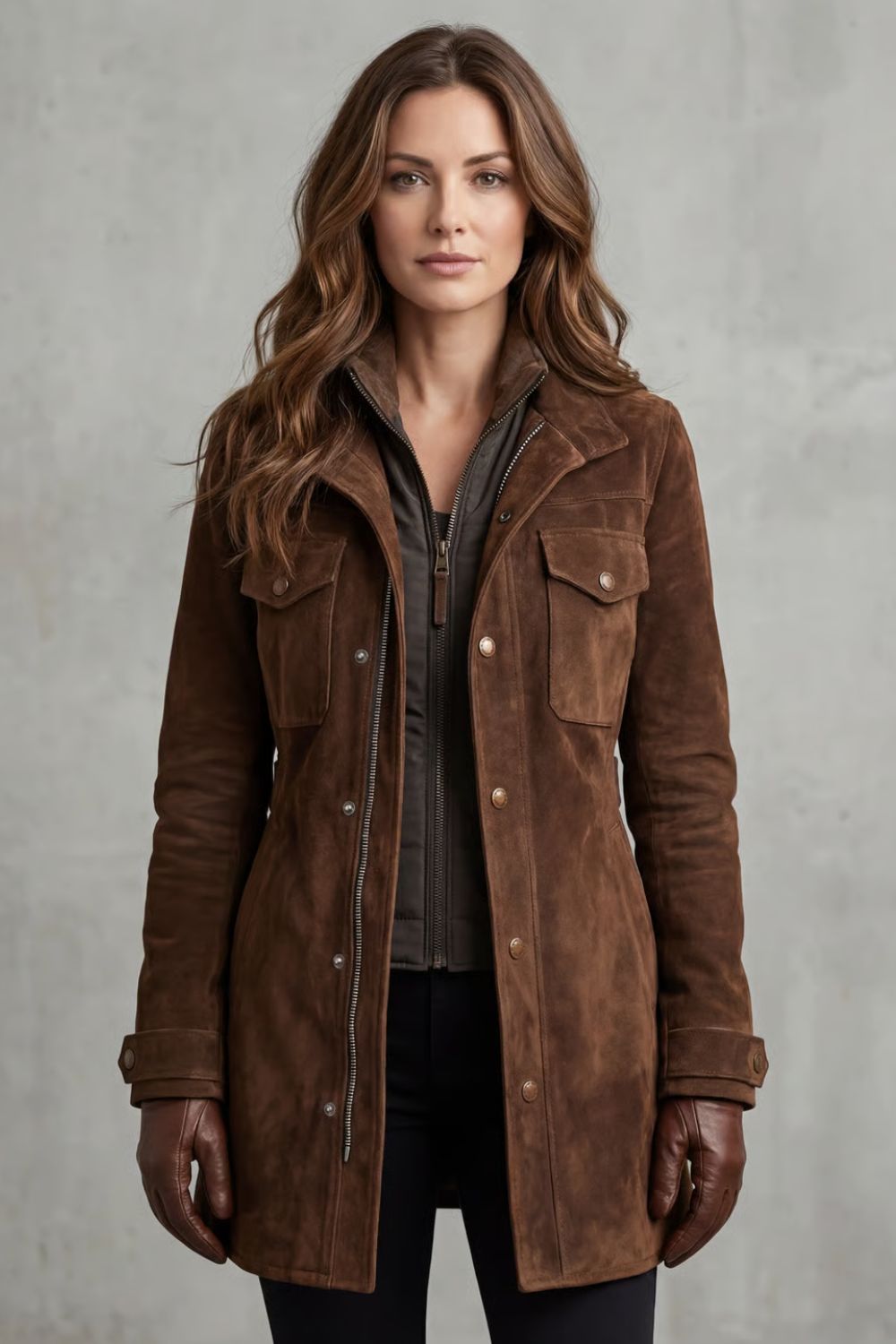 Emily | Timeless Tailored Longline Suede-Effect Coat
