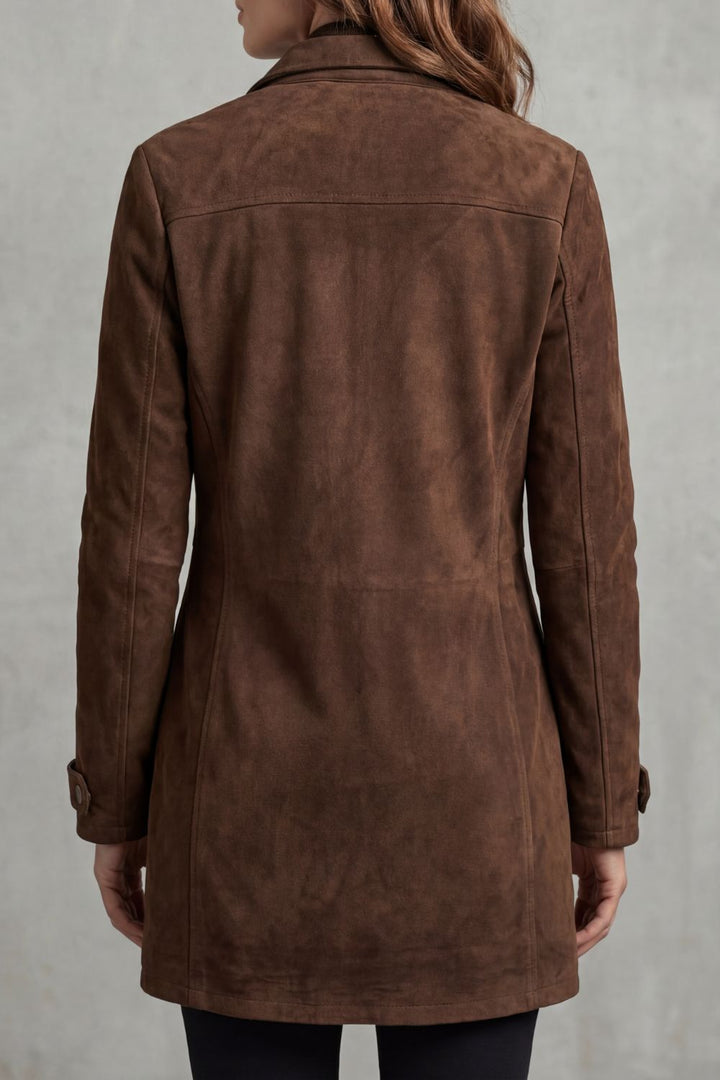 Emily | Timeless Tailored Longline Suede-Effect Coat