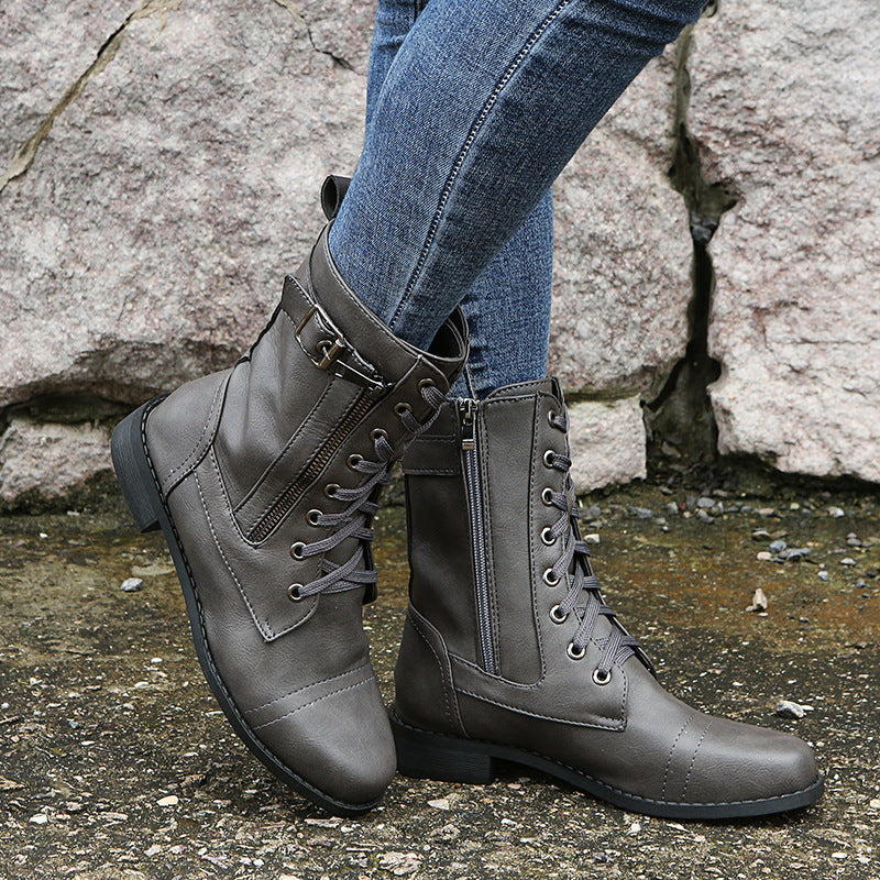 Emma | Classic Lace-Up Combat Ankle Boots