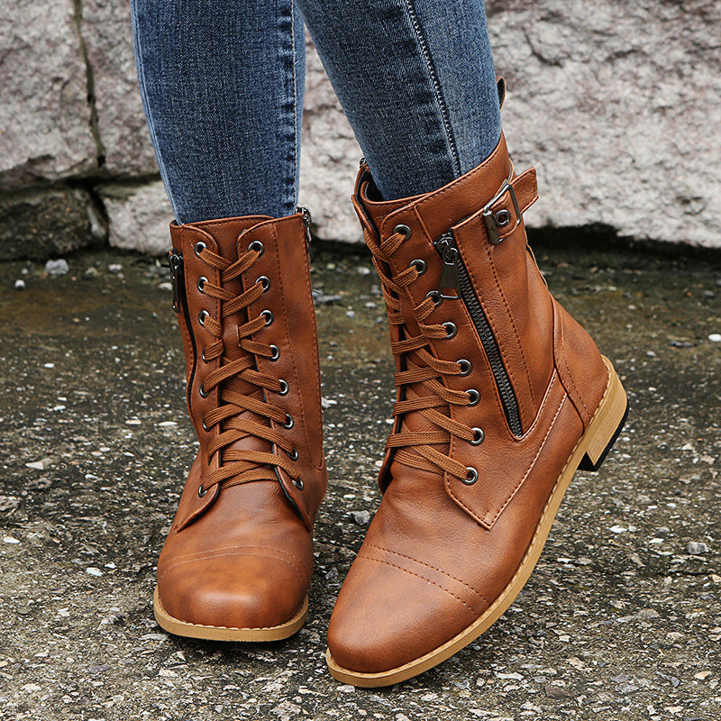 Emma | Classic Lace-Up Combat Ankle Boots