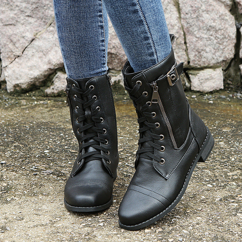 Emma | Classic Lace-Up Combat Ankle Boots