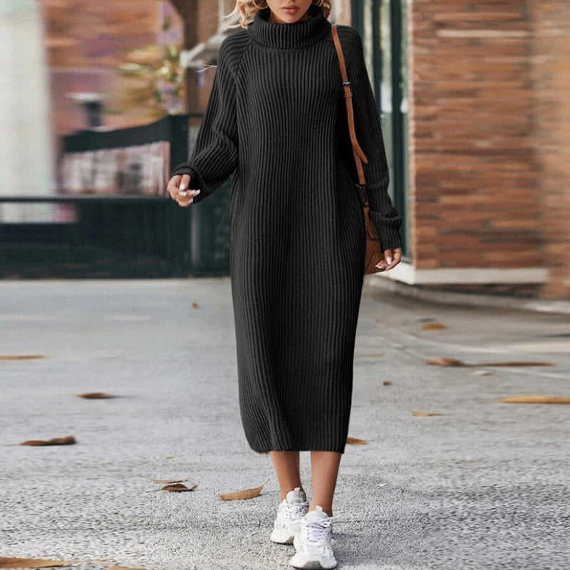 Emma | Effortless Ribbed Turtleneck Jumper Dress