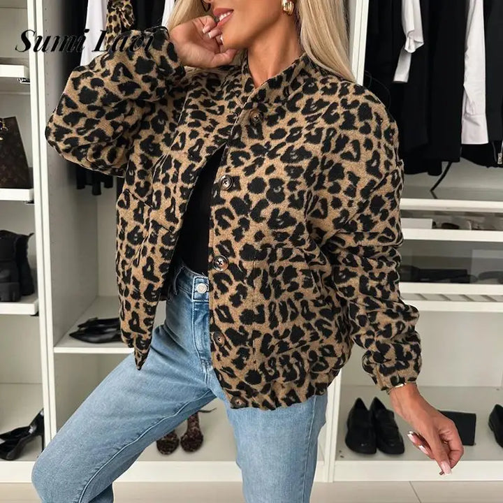 Emma | Polished Leopard Print Short Winter Jacket