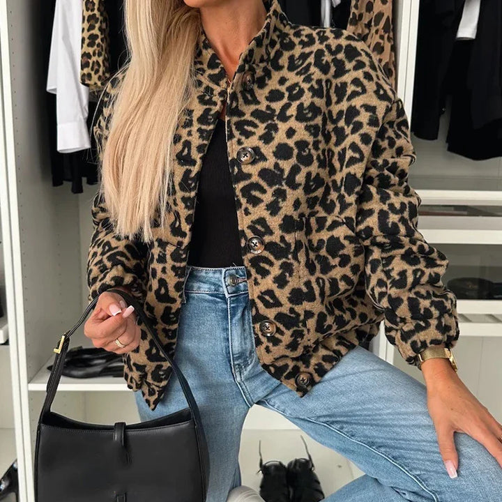 Emma | Polished Leopard Print Short Winter Jacket