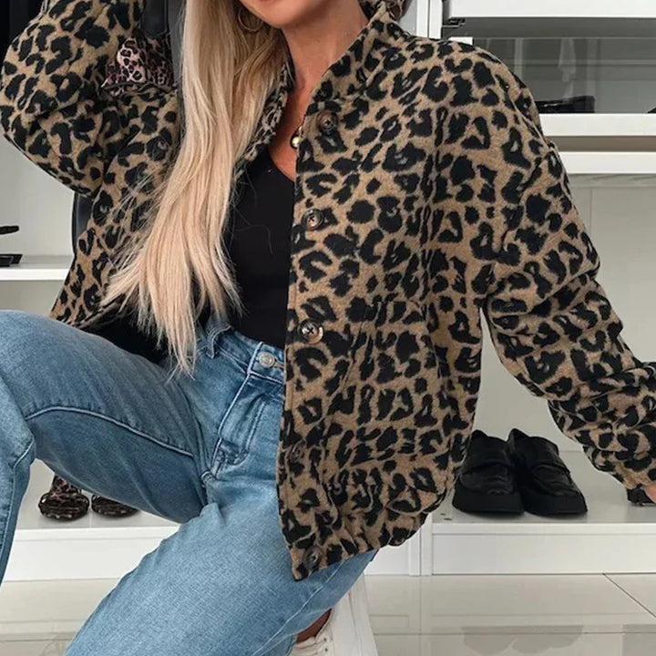 Emma | Polished Leopard Print Short Winter Jacket