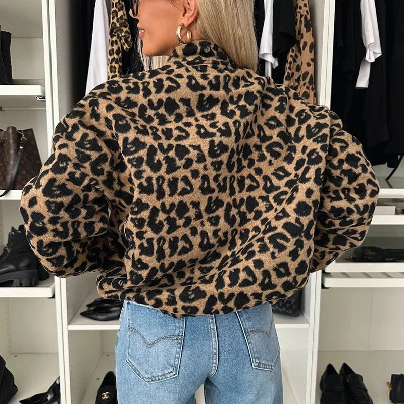 Emma | Polished Leopard Print Short Winter Jacket