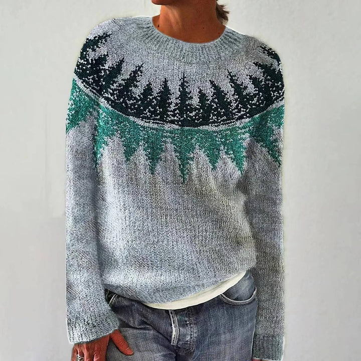Erin | Classic Tree Pattern Crew Neck Knitted Jumper