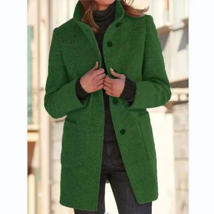 Erin | Effortless Stand Collar Button Front Winter Coat