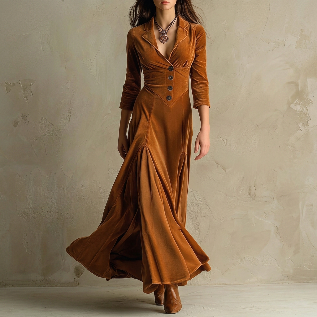 Esme | Polished Velvet Blazer Dress with V Neck Button Front
