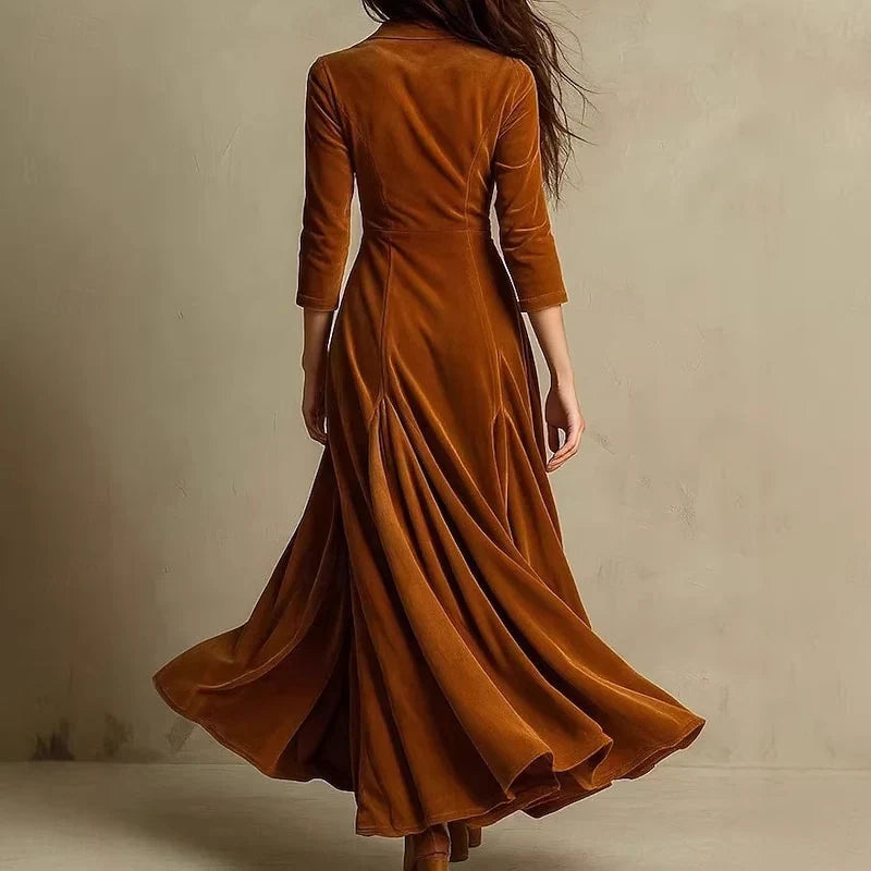 Esme | Polished Velvet Blazer Dress with V Neck Button Front