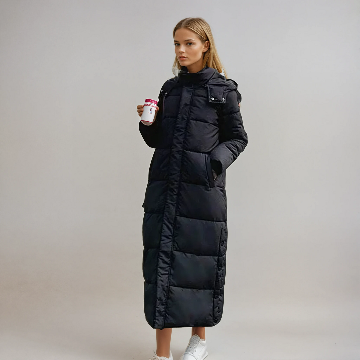 Eva | Chic Long Puffer Jacket with Hood